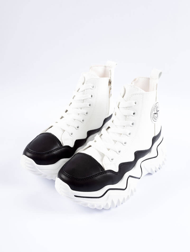 Sneakers compensées montantes à lacets